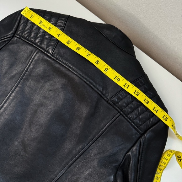 AllSaints Bircham Biker Leather Jacket Size 2 Black with Silver Hardware - Picture 12 of 15